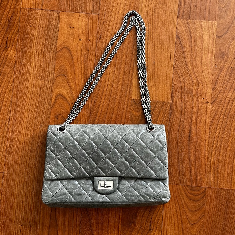 Classic Grey Chanel Lamb Skin